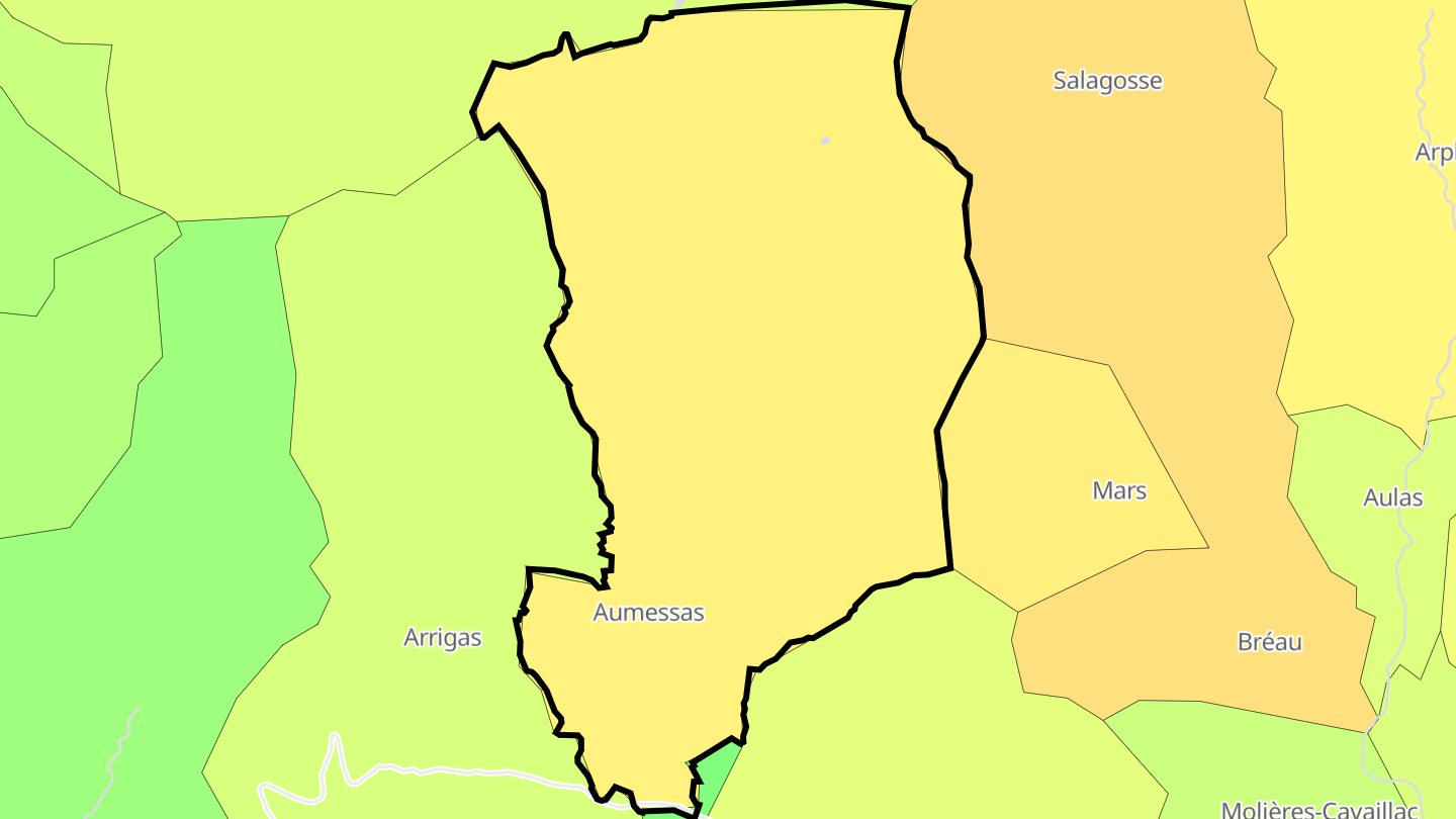 Carte des prix de l'immobilier Aumessas