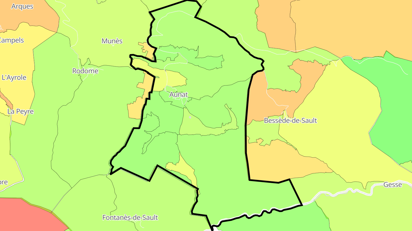 Carte des prix de l'immobilier Aunat