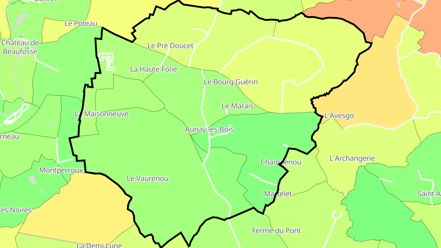 Carte des prix de l'immobilier Aunay-les-Bois
