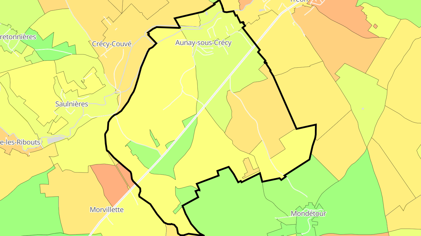 Carte des prix de l'immobilier Aunay-sous-Crécy