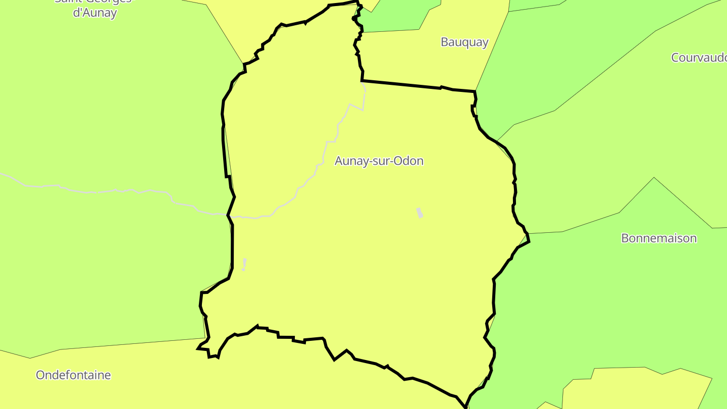 Carte des prix de l'immobilier Aunay-sur-Odon