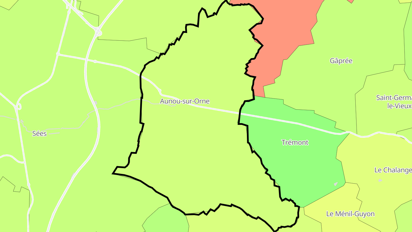 Carte des prix de l'immobilier Aunou-sur-Orne