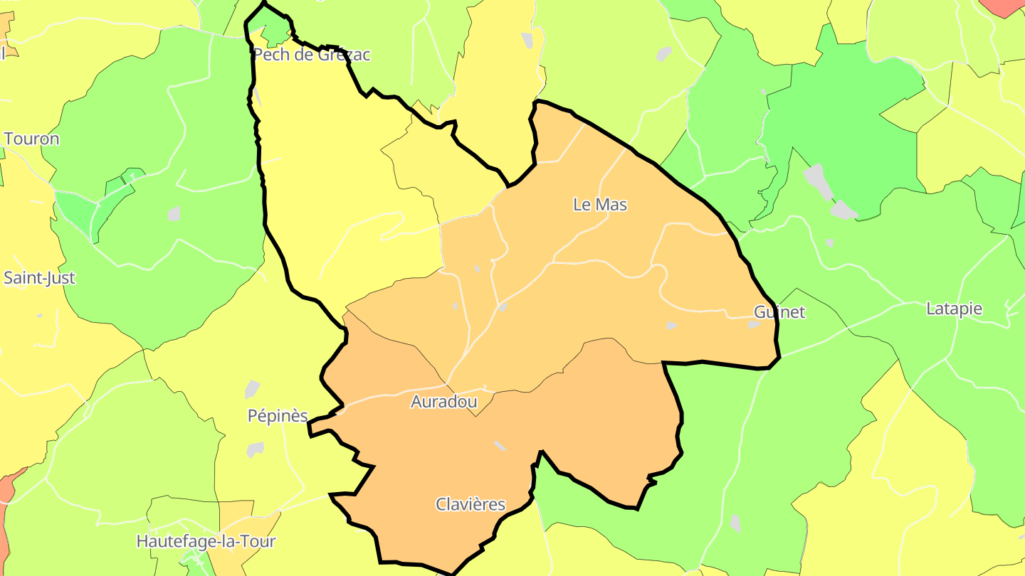 Carte des prix de l'immobilier Auradou