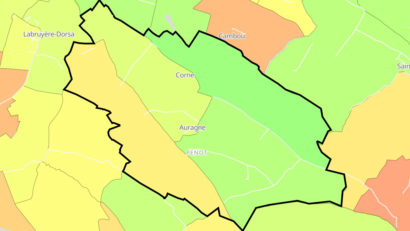 Carte des prix de l'immobilier Auragne
