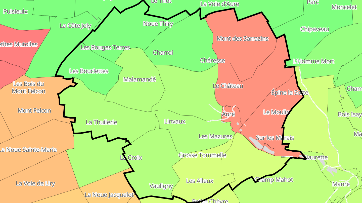Carte des prix de l'immobilier Aure