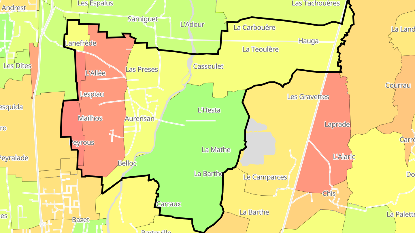 Carte des prix de l'immobilier Aurensan
