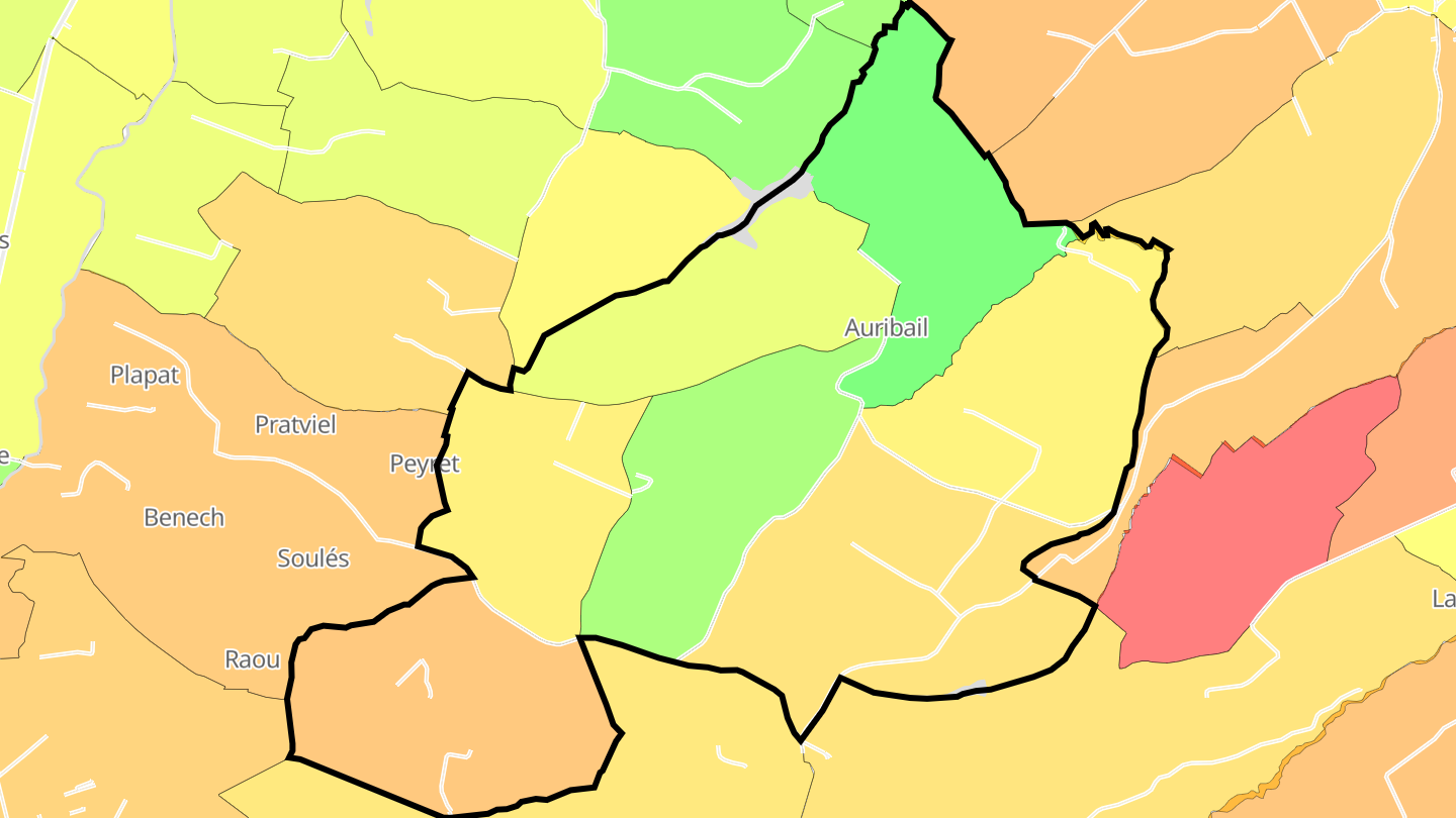 Carte des prix de l'immobilier Auribail