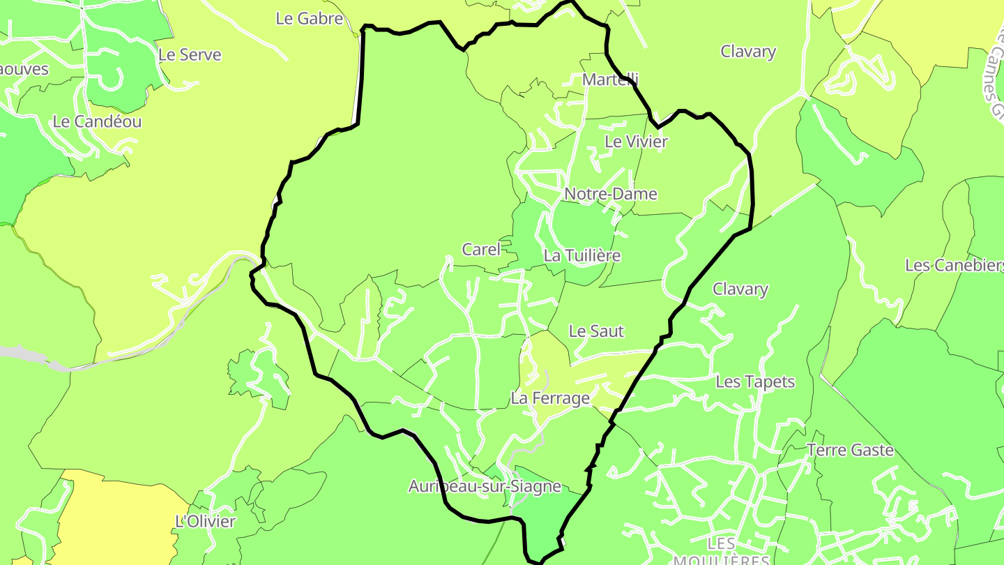 Carte des prix de l'immobilier Auribeau-sur-Siagne