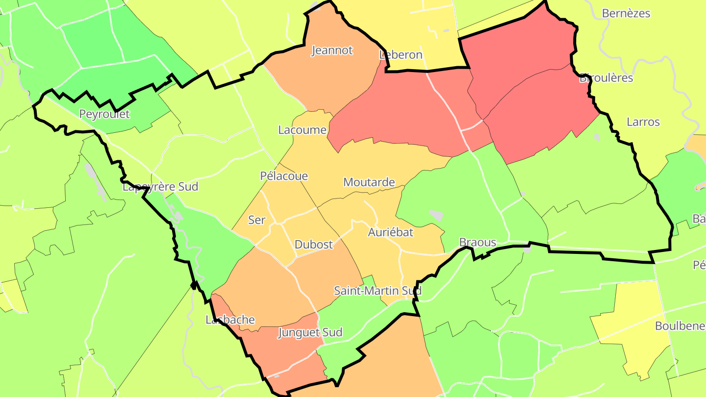Carte des prix de l'immobilier Auriébat