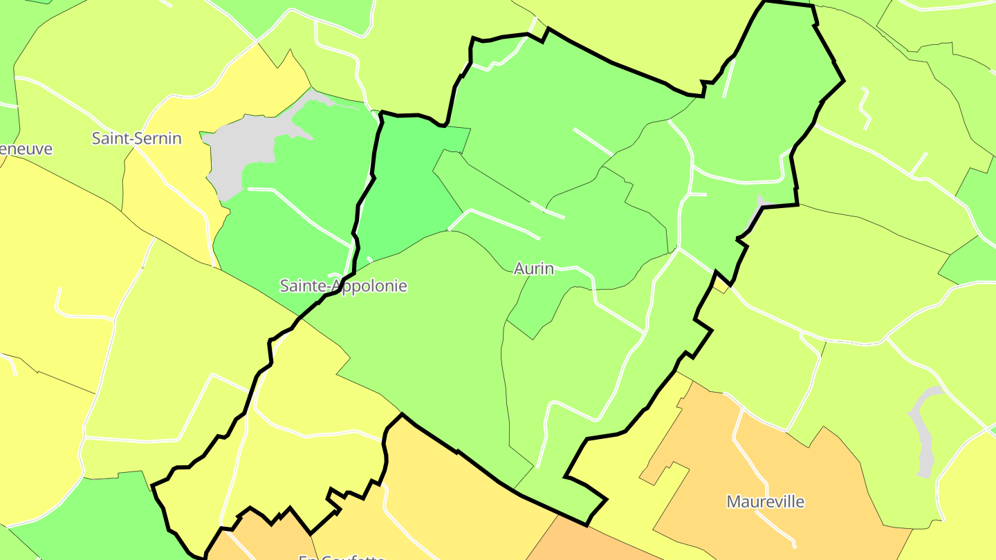 Carte des prix de l'immobilier Aurin
