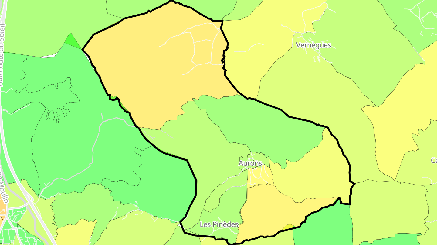 Carte des prix de l'immobilier Aurons