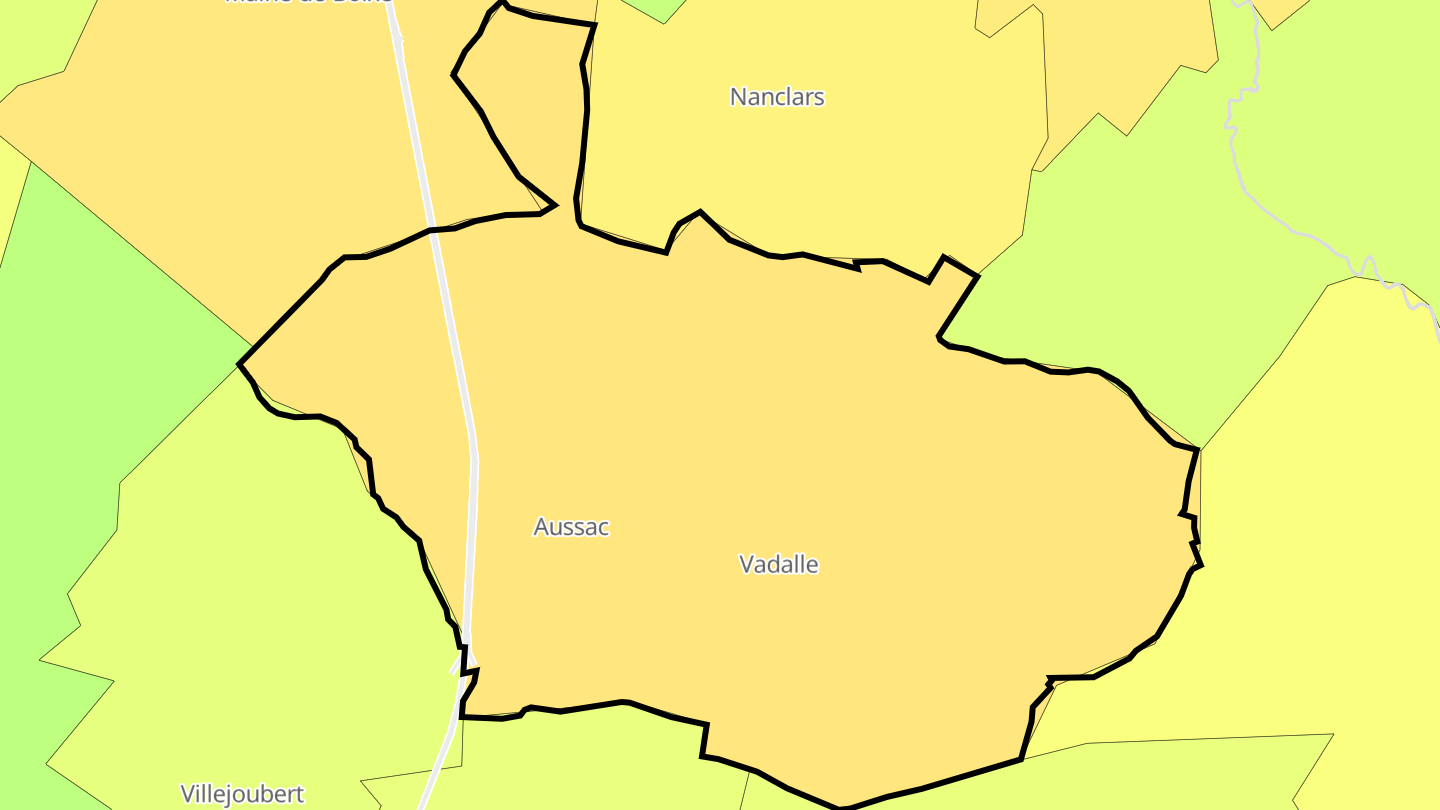 Carte des prix de l'immobilier Aussac-Vadalle