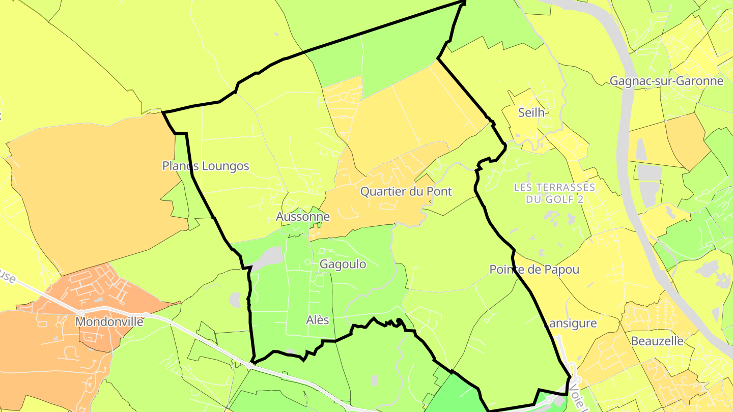Carte des prix de l'immobilier Aussonne