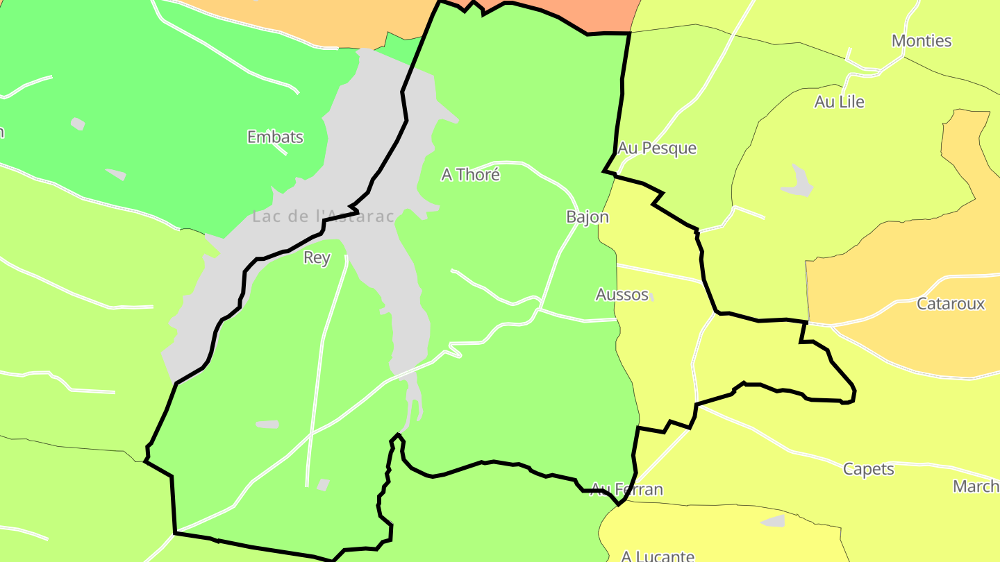 Carte des prix de l'immobilier Aussos