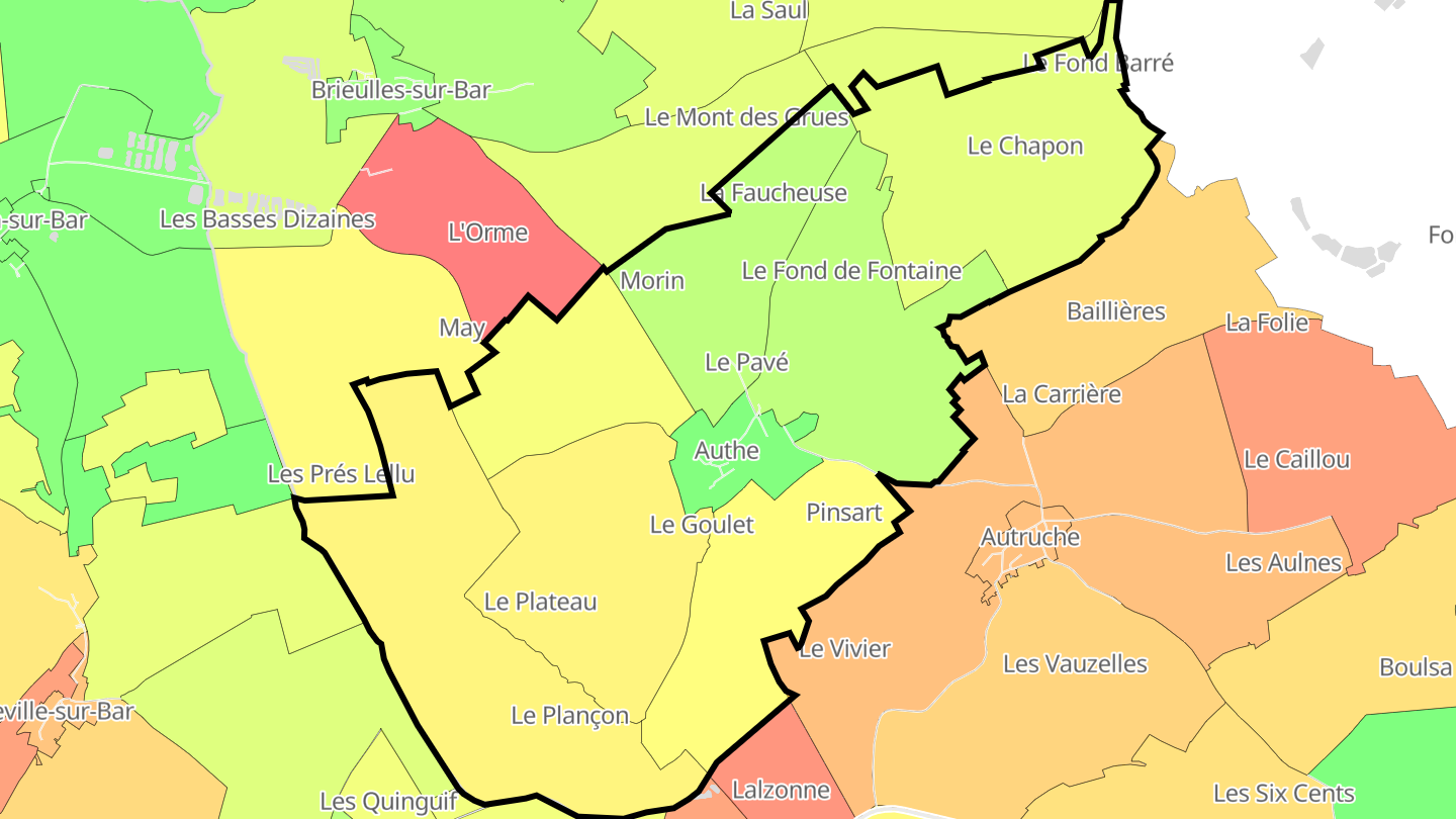 Carte des prix de l'immobilier Authe
