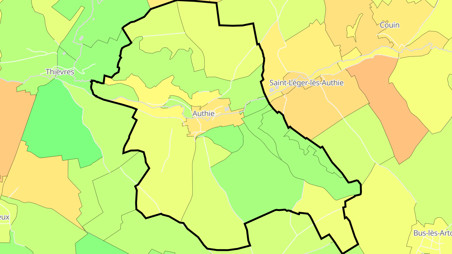 Carte des prix de l'immobilier Authie