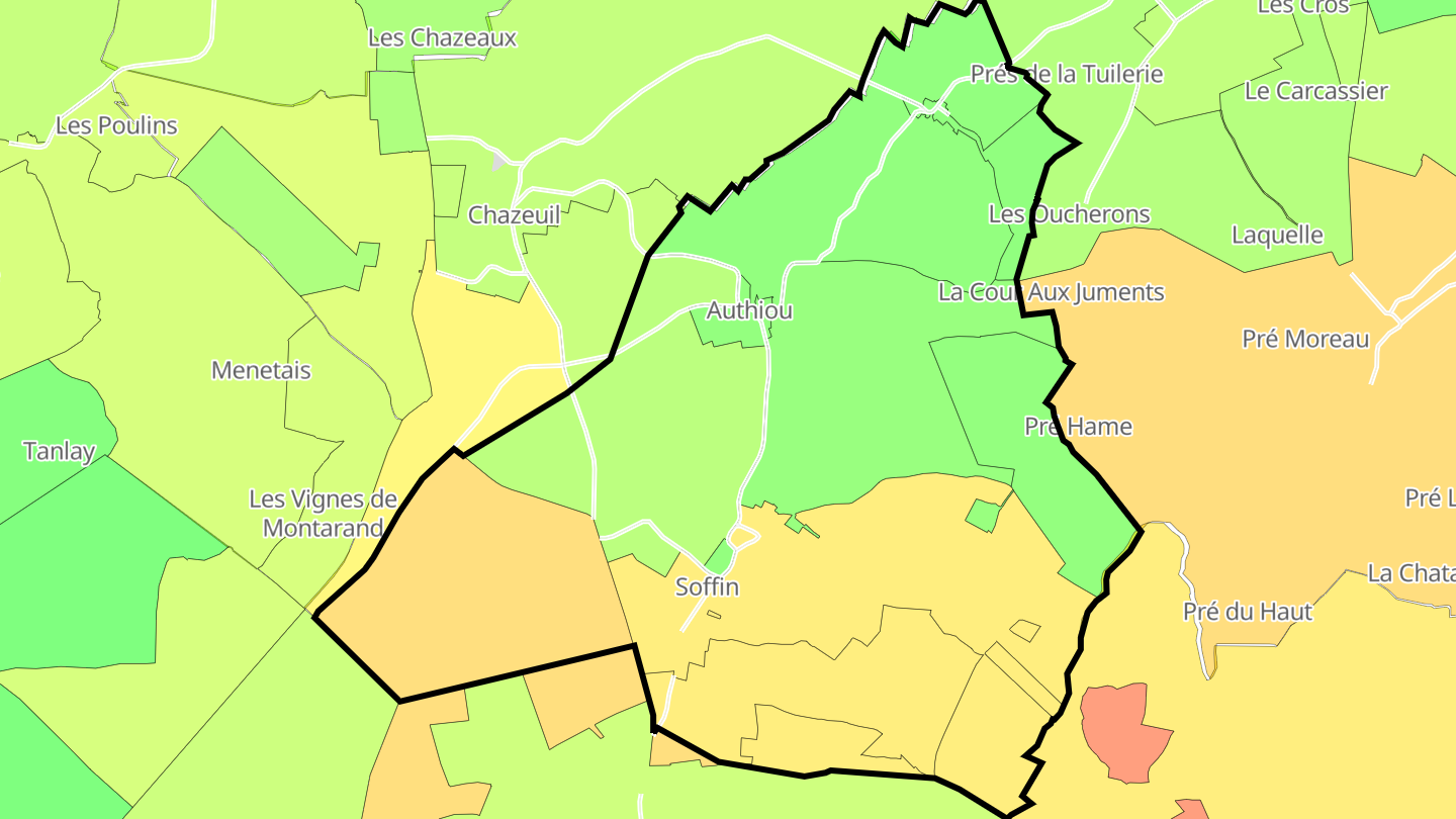 Carte des prix de l'immobilier Authiou