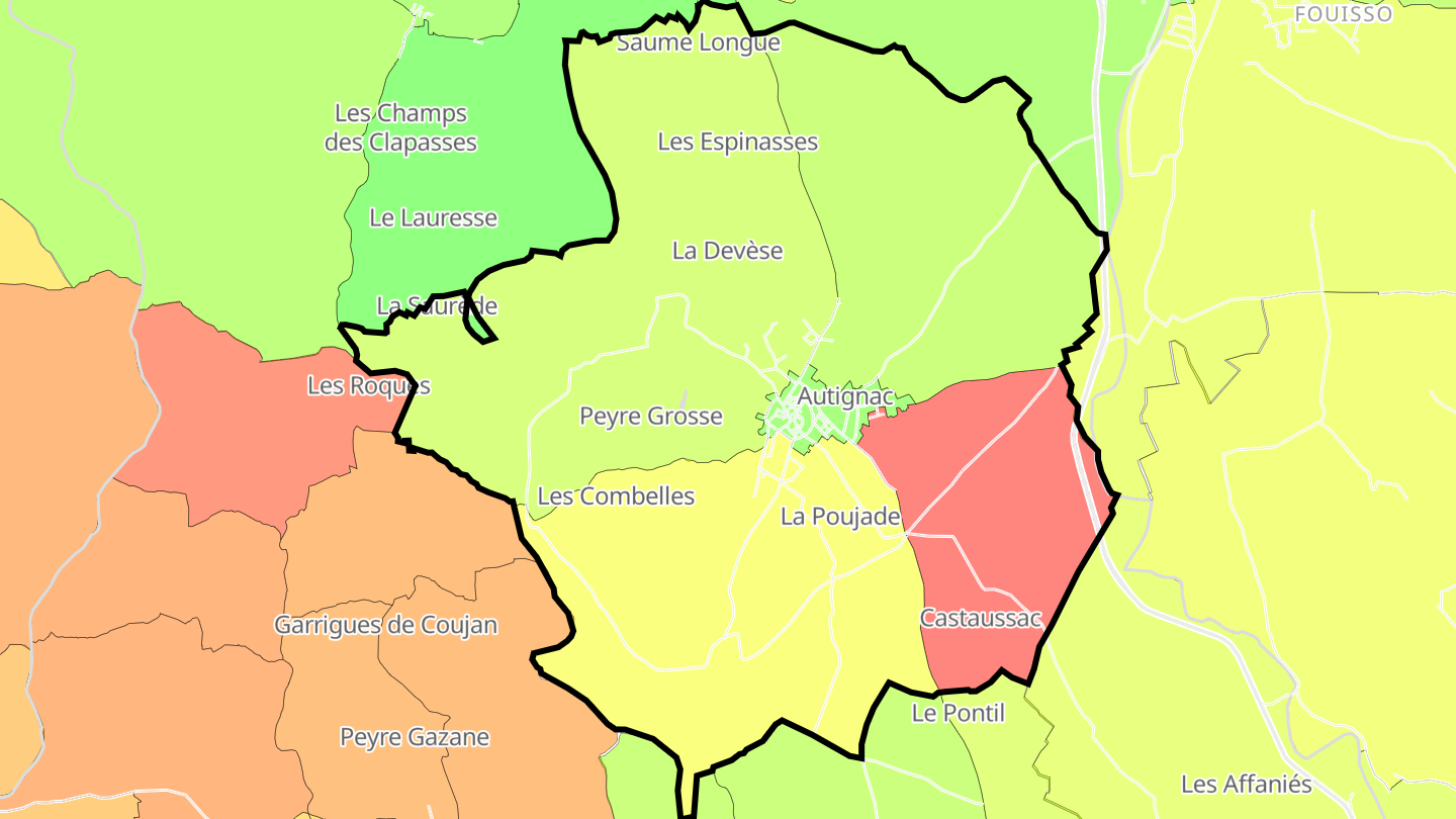 Carte des prix de l'immobilier Autignac