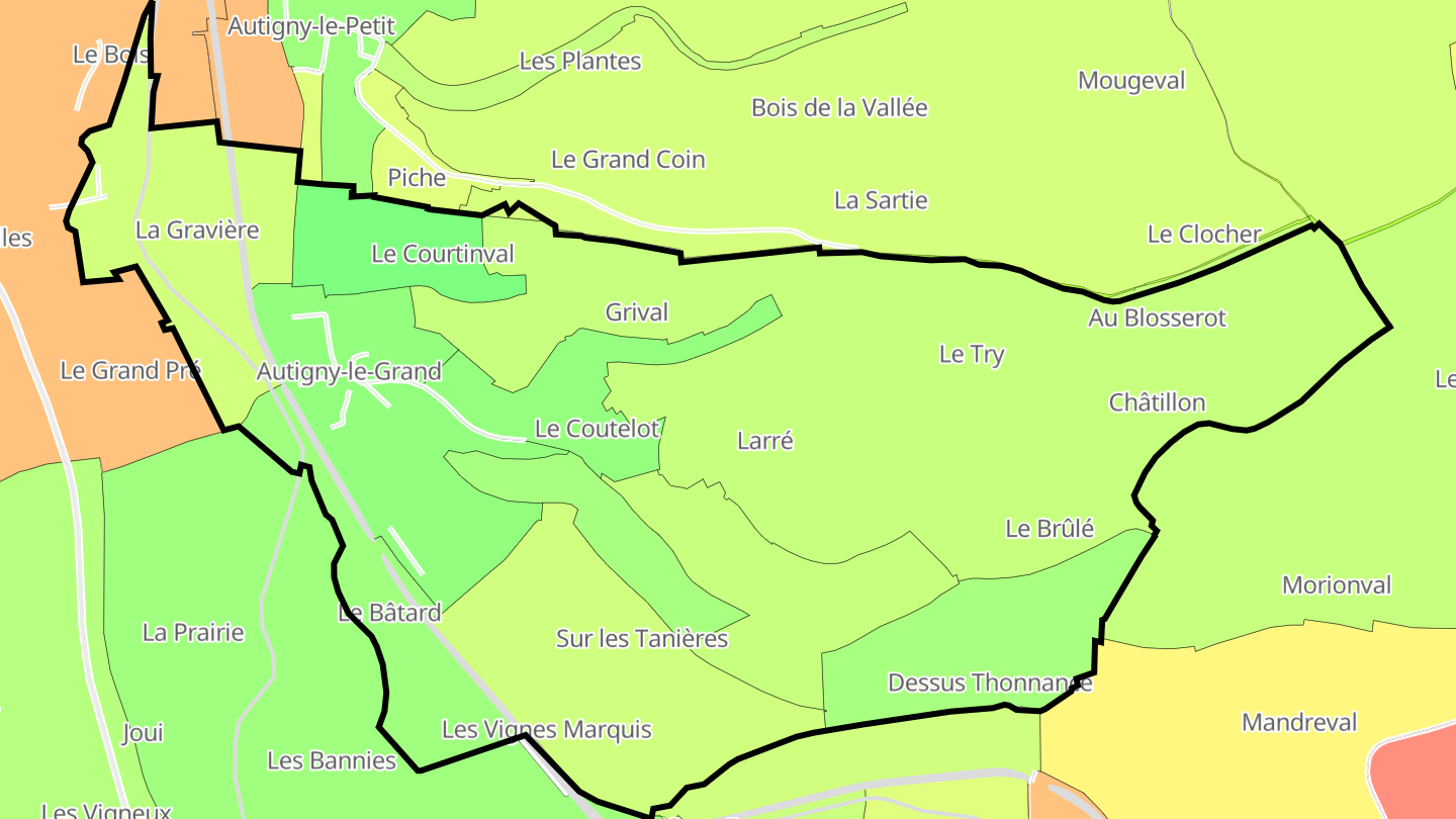 Carte des prix de l'immobilier Autigny-le-Grand