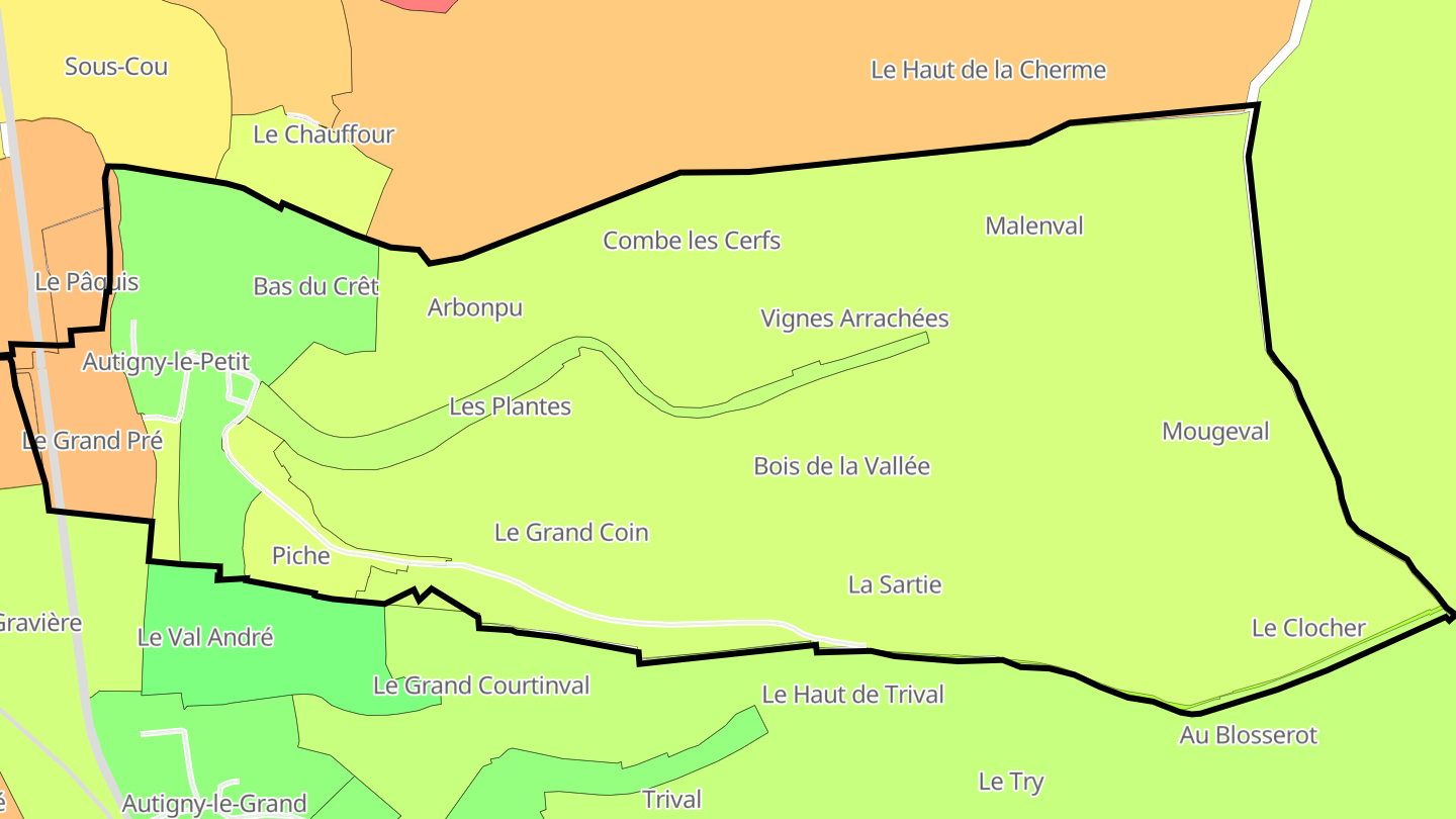 Carte des prix de l'immobilier Autigny-le-Petit