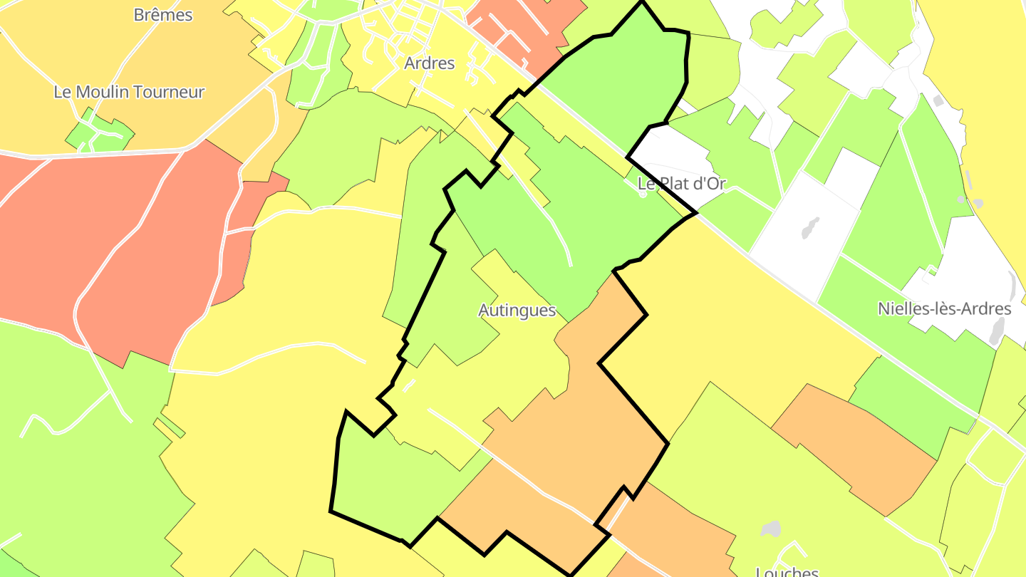 Carte des prix de l'immobilier Autingues