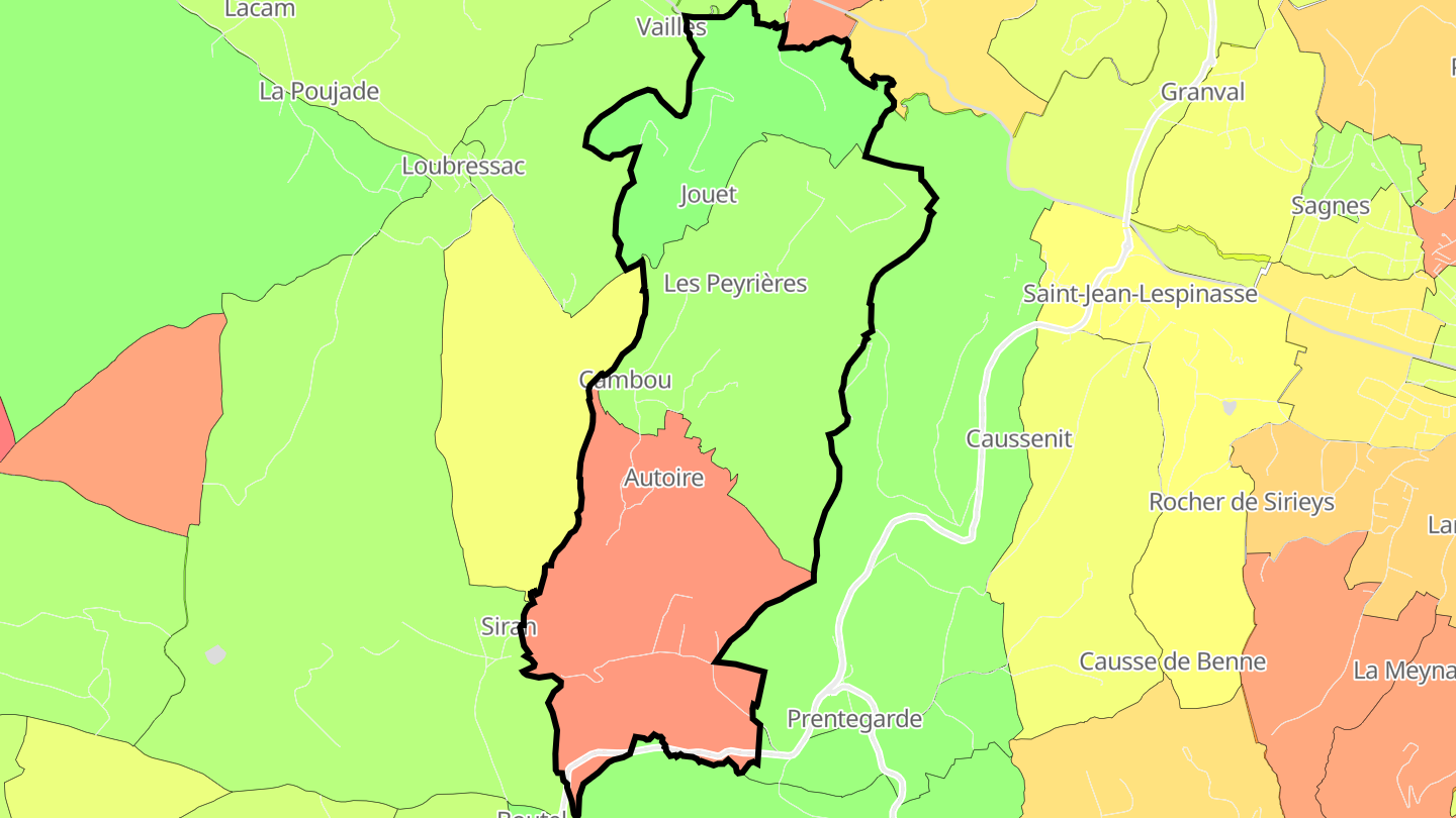 Carte des prix de l'immobilier Autoire