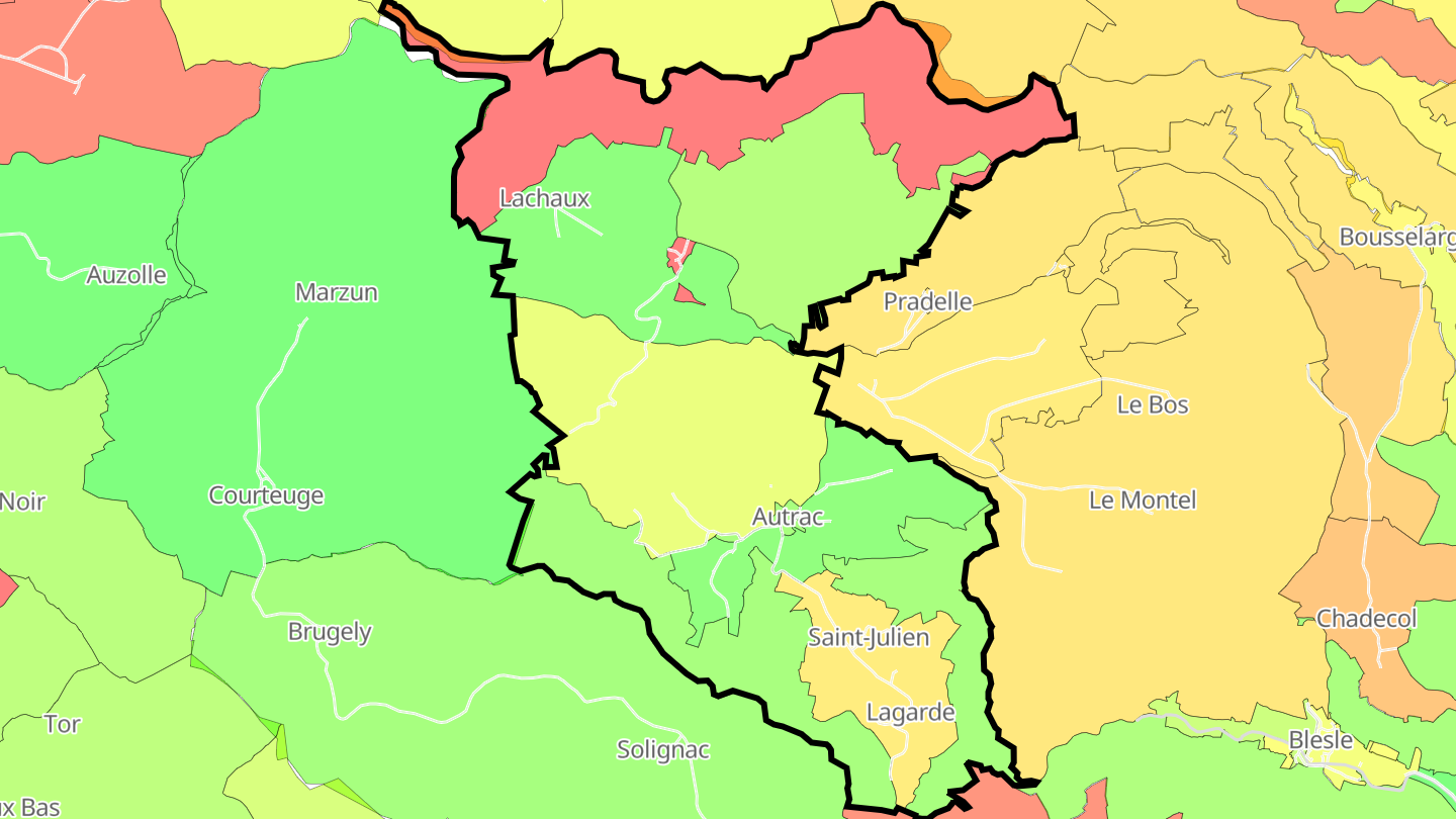 Carte des prix de l'immobilier Autrac