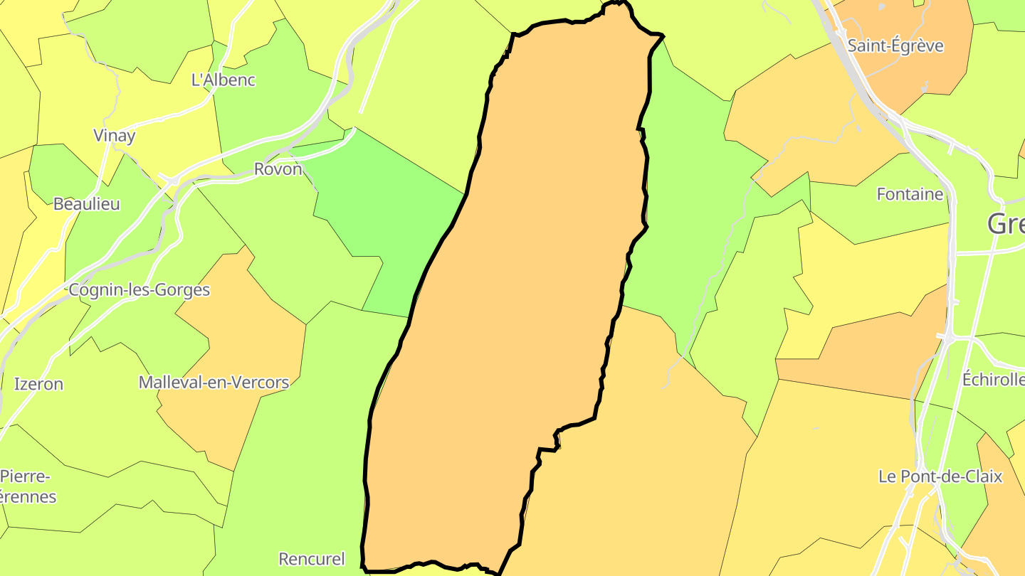 Carte des prix de l'immobilier Autrans-Méaudre en Vercors