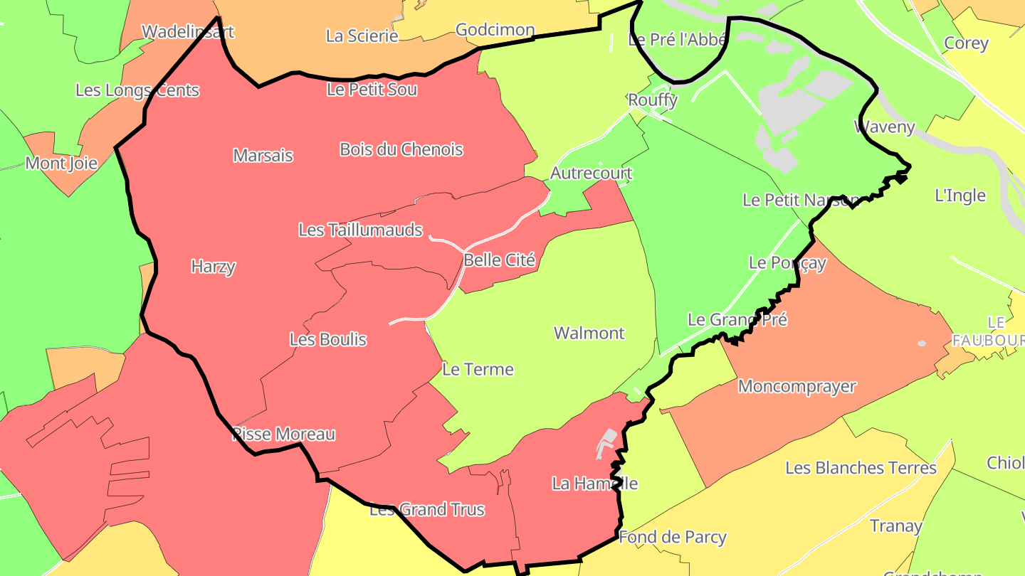 Carte des prix de l'immobilier Autrecourt-et-Pourron