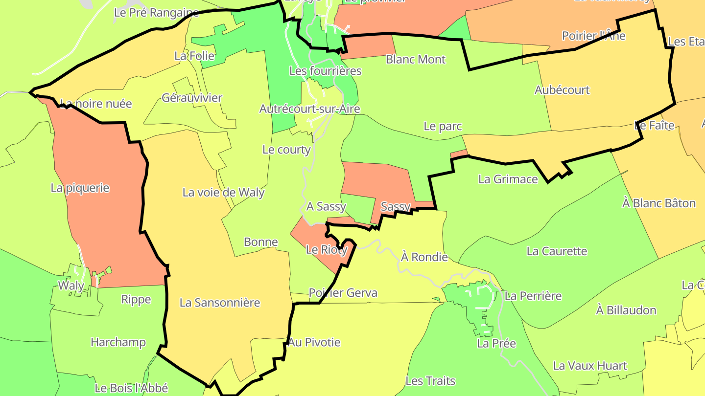 Carte des prix de l'immobilier Autrécourt-sur-Aire