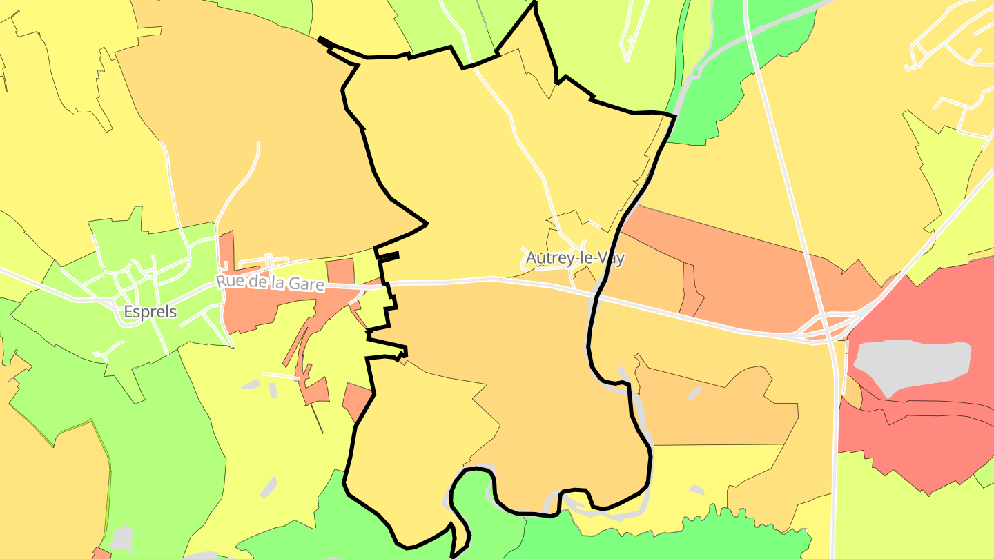 Carte des prix de l'immobilier Autrey-le-Vay
