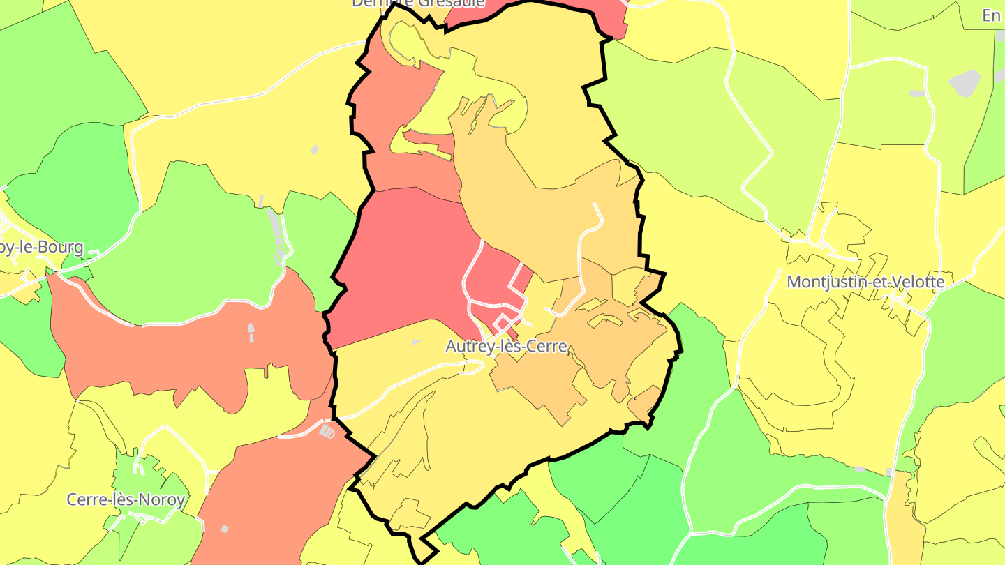 Carte des prix de l'immobilier Autrey-lès-Cerre