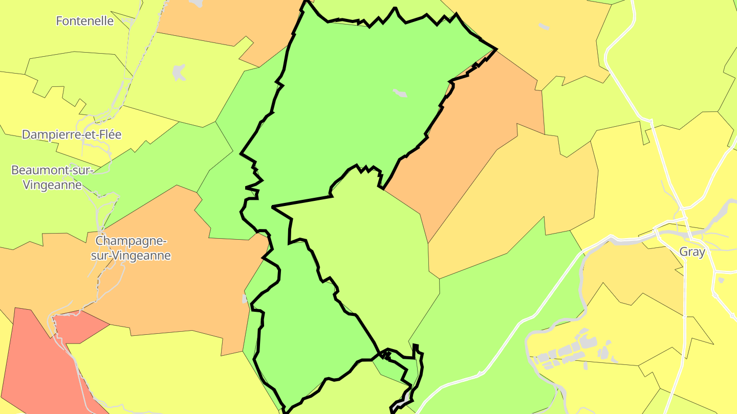 Carte des prix de l'immobilier Autrey-lès-Gray