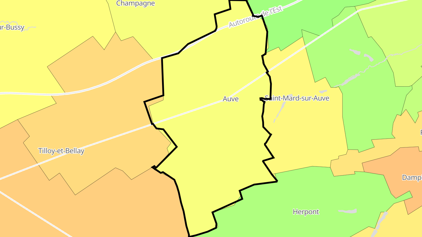Carte des prix de l'immobilier Auve