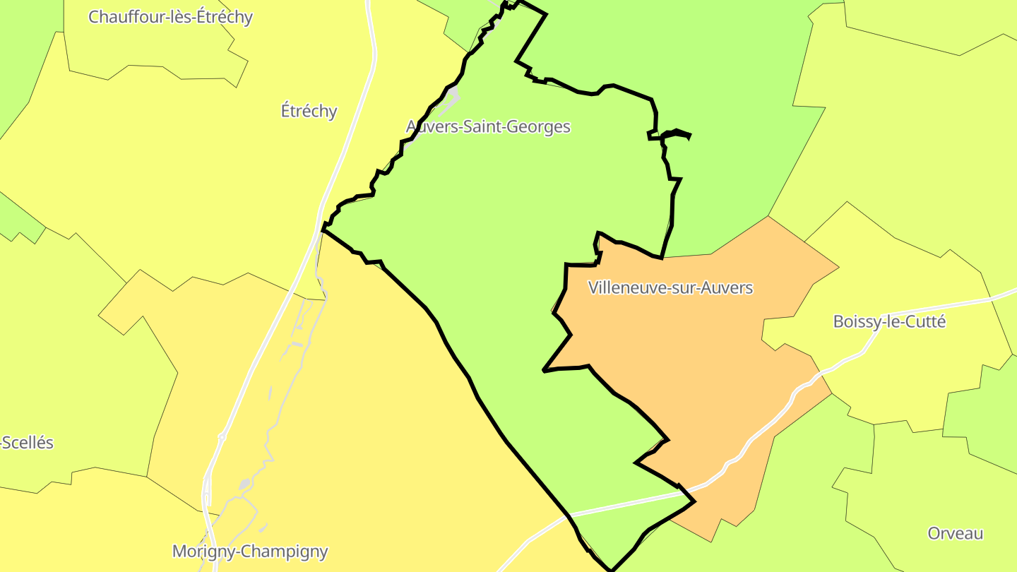 Carte des prix de l'immobilier Auvers-Saint-Georges