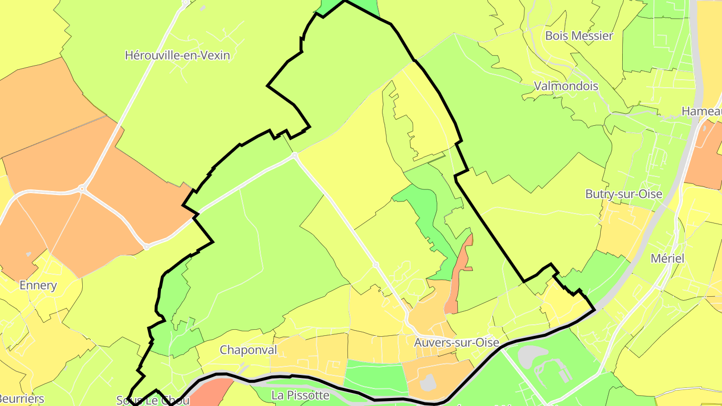 Carte des prix de l'immobilier Auvers-sur-Oise