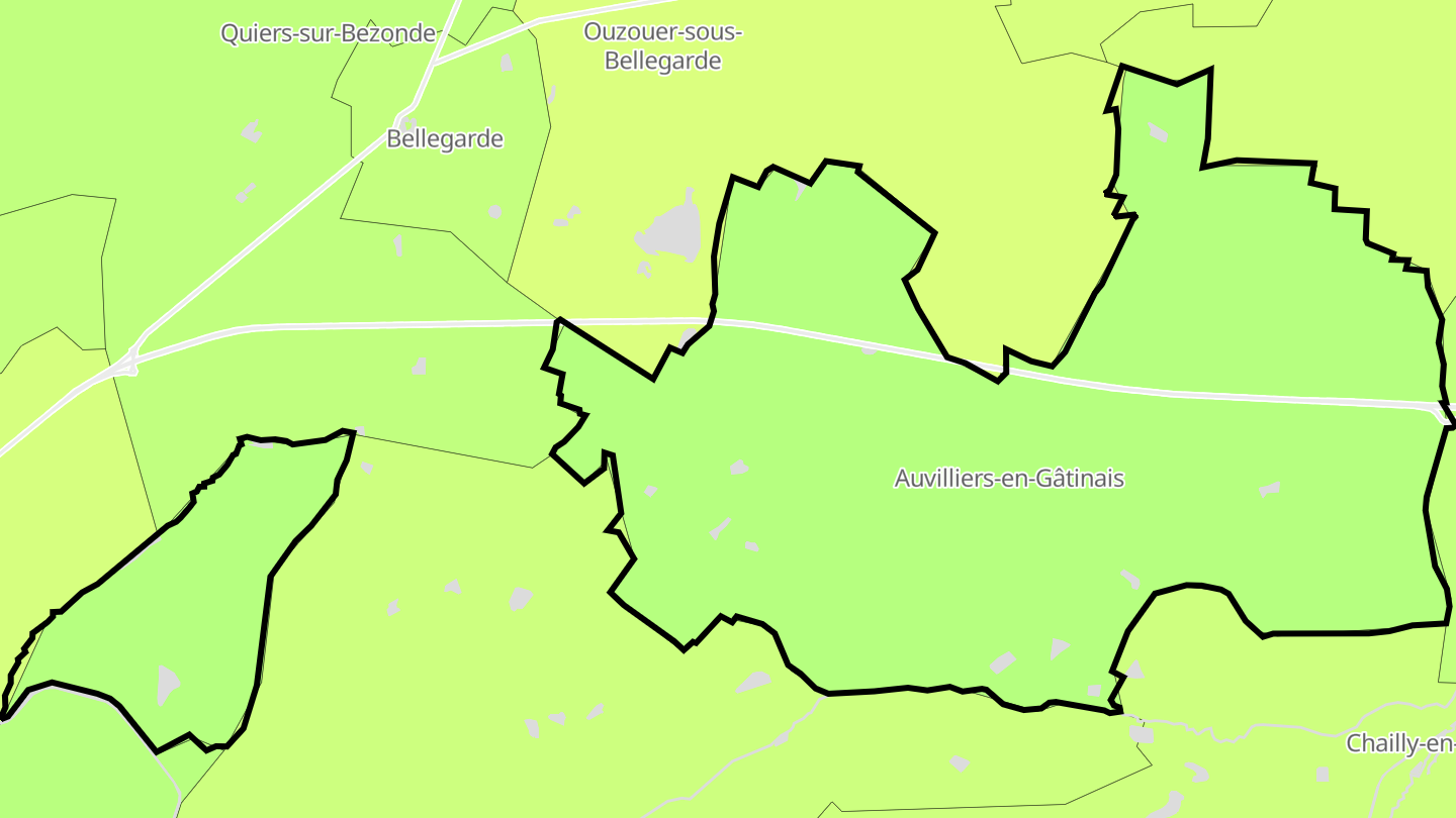 Carte des prix de l'immobilier Auvilliers-en-Gâtinais