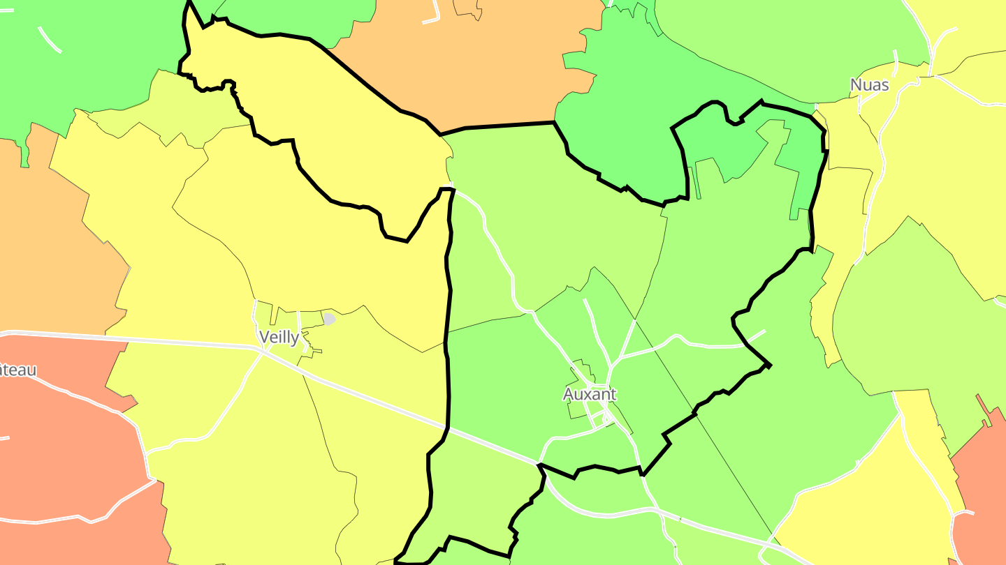 Carte des prix de l'immobilier Auxant