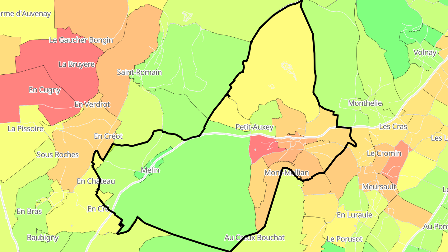 Carte des prix de l'immobilier Auxey-Duresses