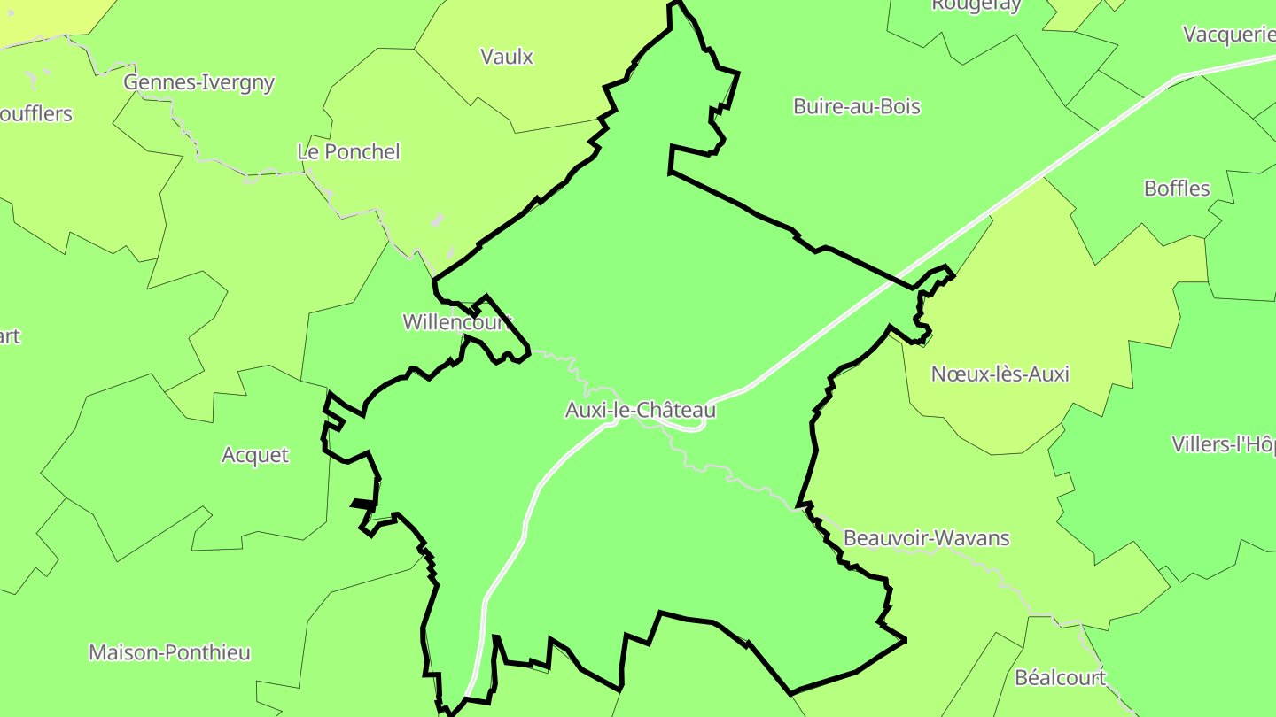 Carte des prix de l'immobilier Auxi-le-Château