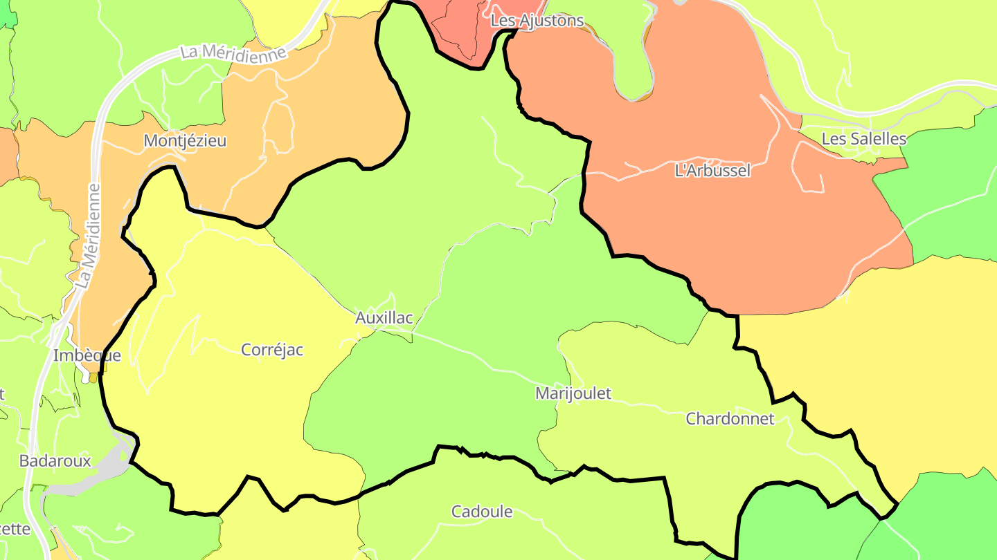 Carte des prix de l'immobilier Auxillac