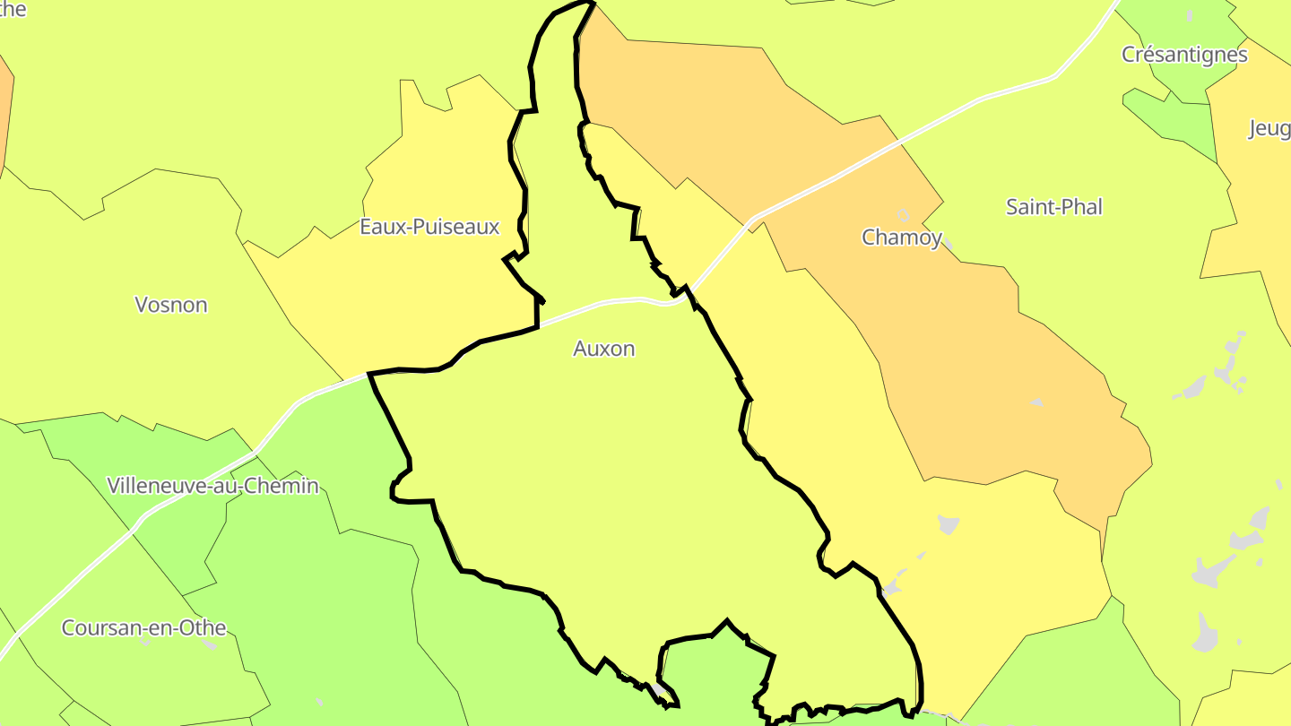 Carte des prix de l'immobilier Auxon