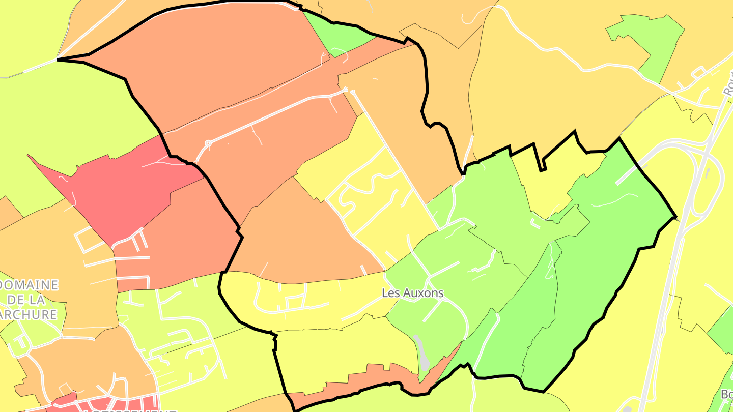 Carte des prix de l'immobilier Auxon-Dessus