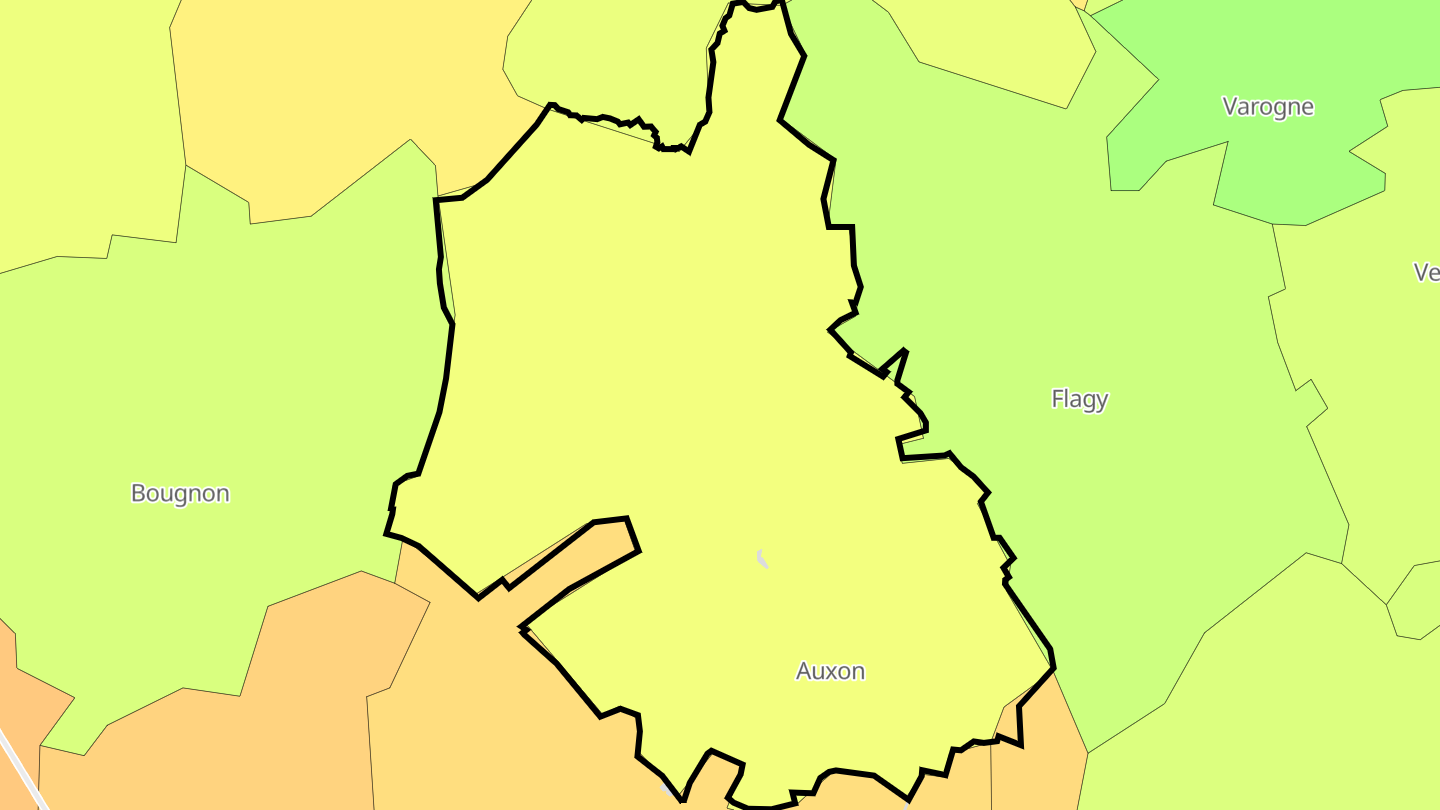 Carte des prix de l'immobilier Auxon