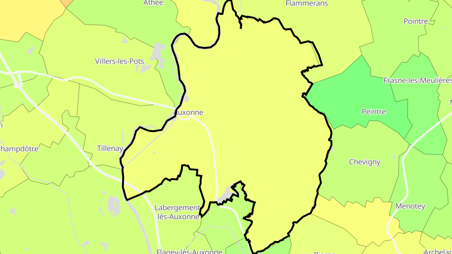 Carte des prix de l'immobilier Auxonne