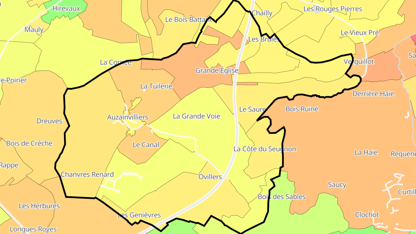 Carte des prix de l'immobilier Auzainvilliers
