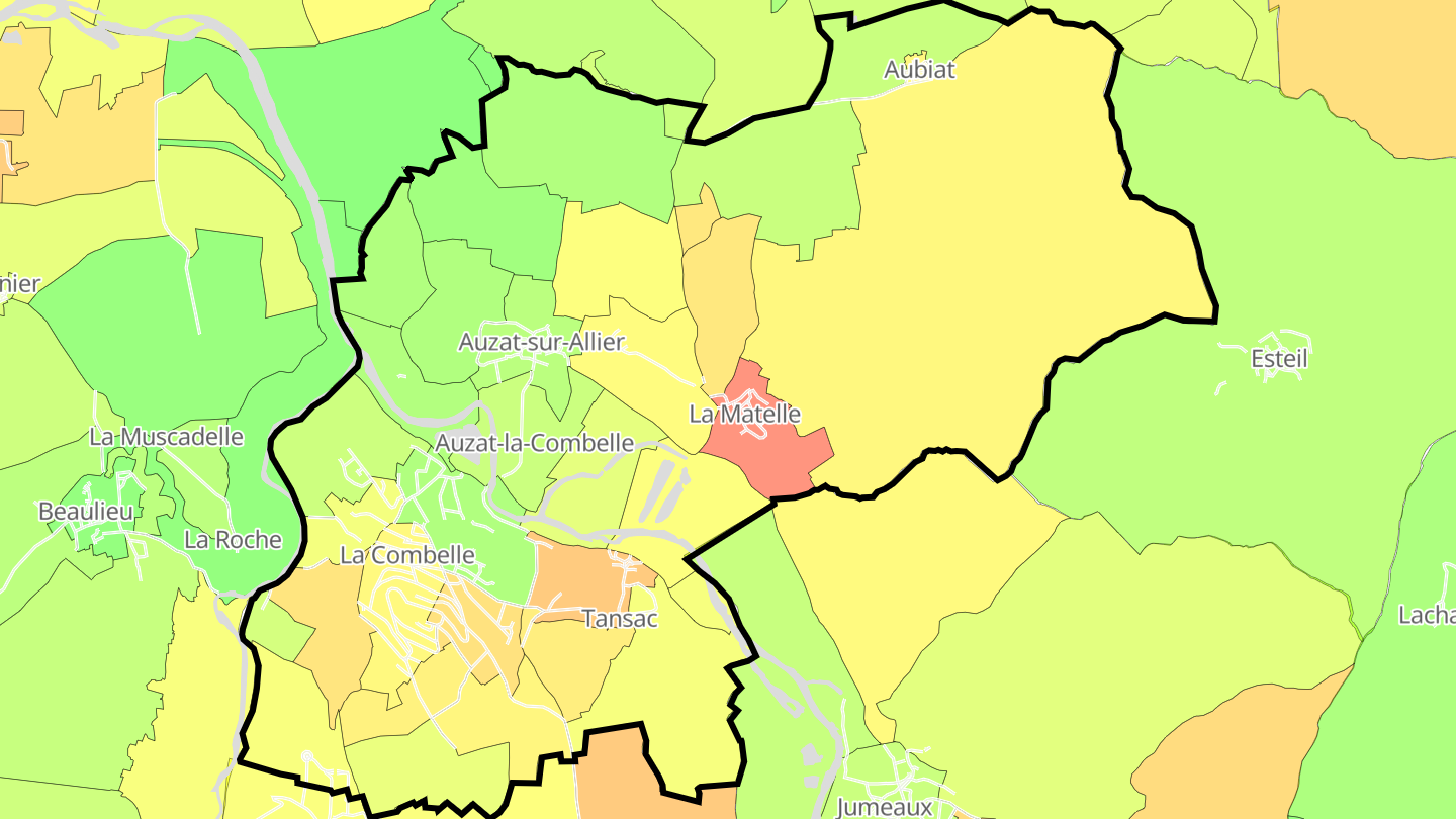 Carte des prix de l'immobilier Auzat-la-Combelle
