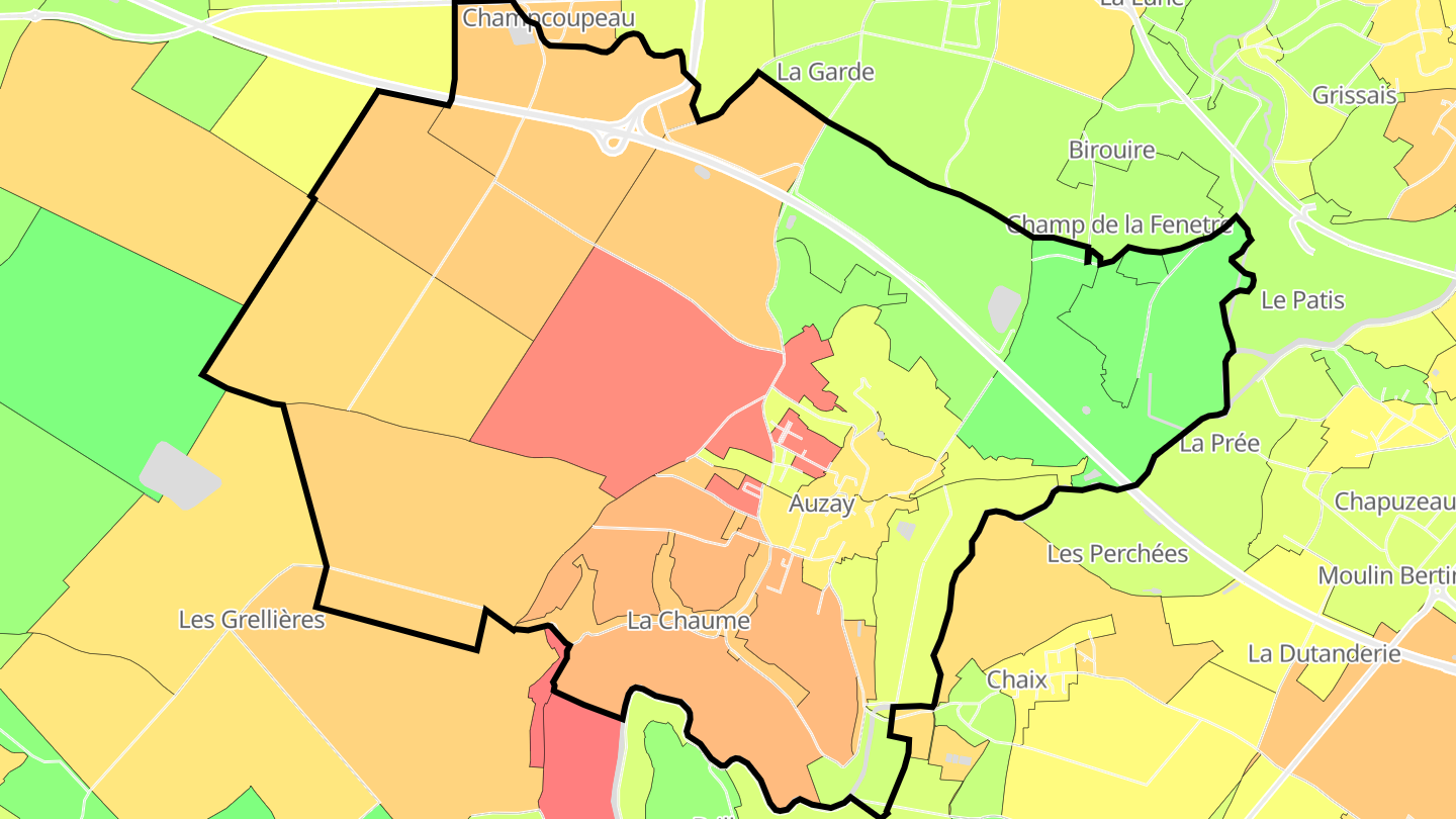 Carte des prix de l'immobilier Auzay