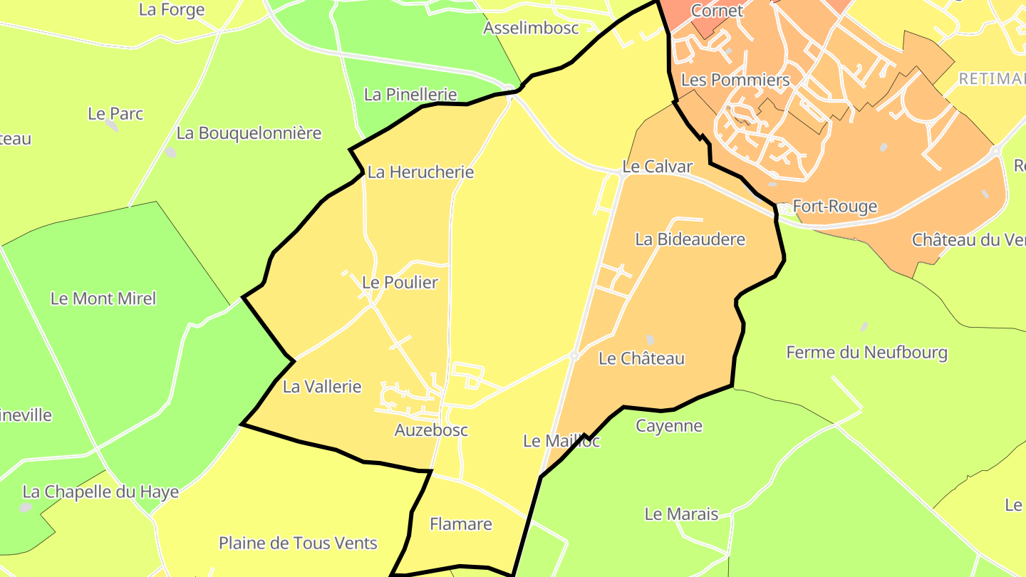 Carte des prix de l'immobilier Auzebosc