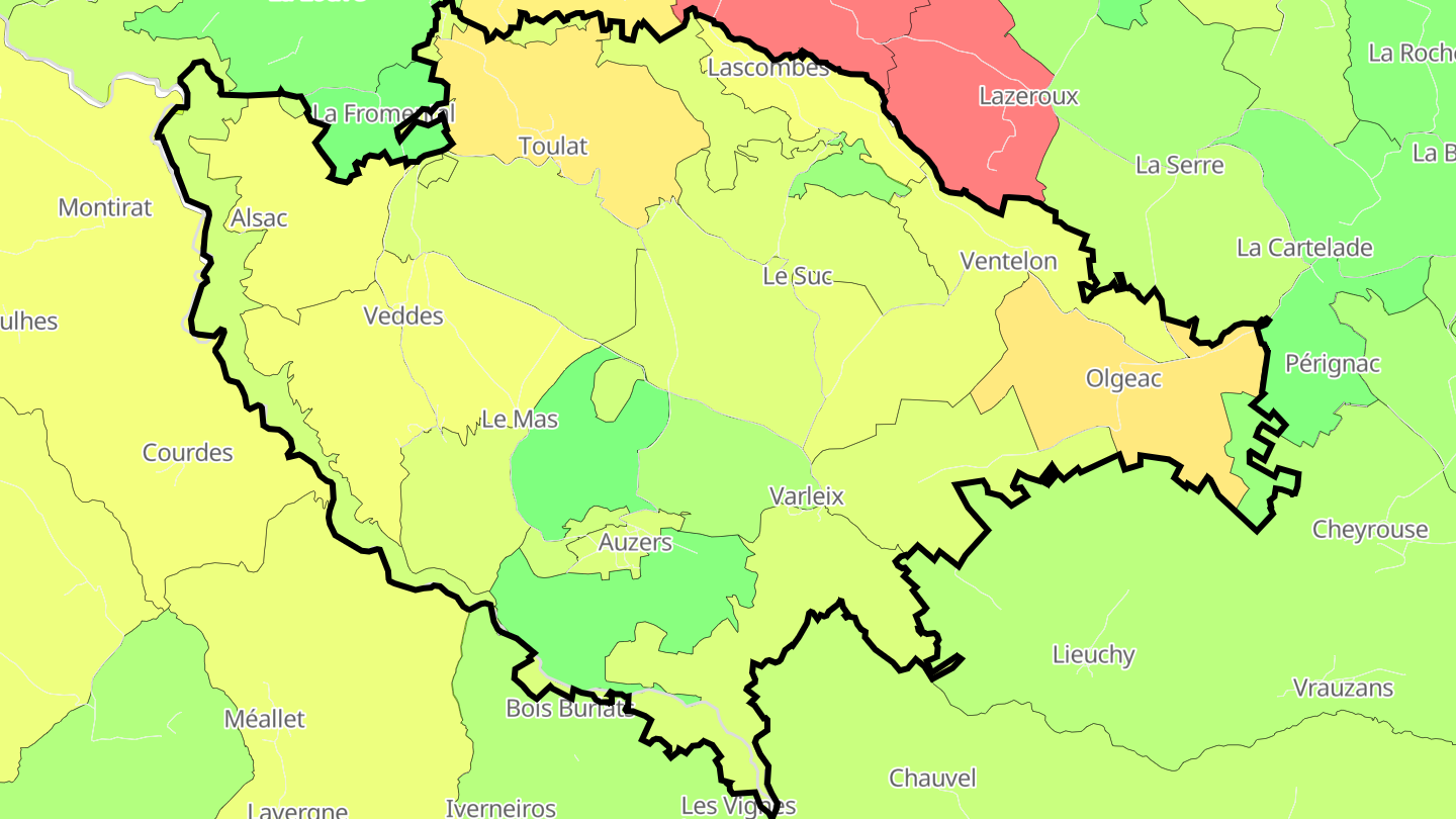 Carte des prix de l'immobilier Auzers